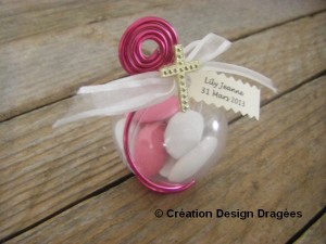 Boule à dragées communion rose Design Dragées